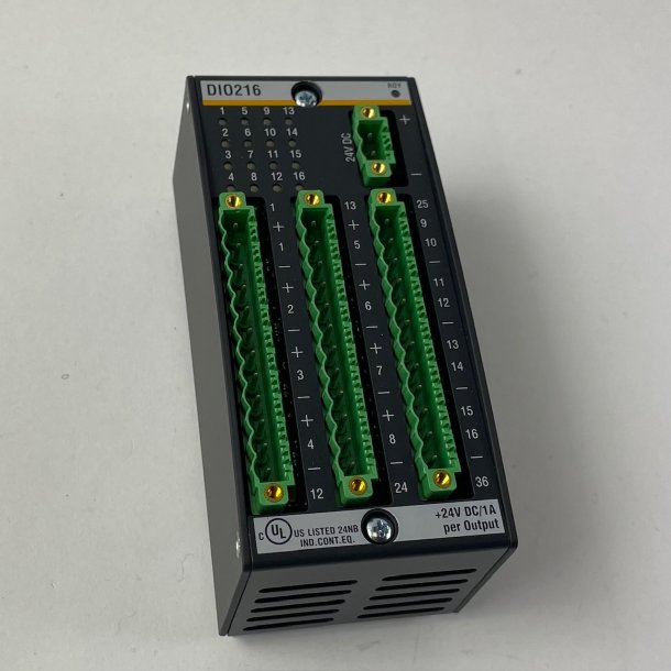 DIO216, Digital input/output module, 16x DIO, 24V / 1A, 600�s filter, 1 group, 3-wire system, 1 interruptchannel, 50�s delay, isolated