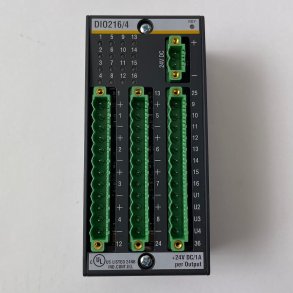 DIO216/4, Digital input/output module, 16x DIO, 24V / 1A, 600s filter, 4 groups, 3-wire system, 1interrupt channel, 50s delay, isolated