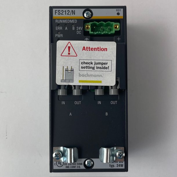 FS212/N. FASTBUS slave module with 2 FO interfaces; HCS/PCF 150m or POF 40m; integrated power supply 17W