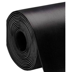 RUBBER MAT, FINE RILLS, 1000X4MM, BLACK.
