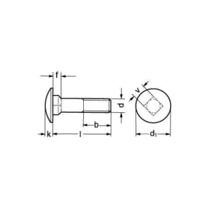 CARRIAGE BOLT M12X30, DIN 603-A4. Minimum order quantity = 100