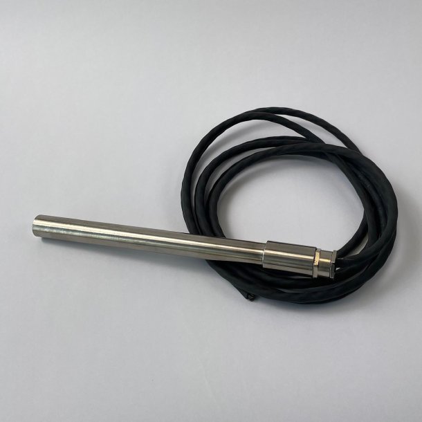 Varmepatron 20x220mm, 170W 230V m/termostat 20&deg;C - submerged heating cartridge (3m cable)